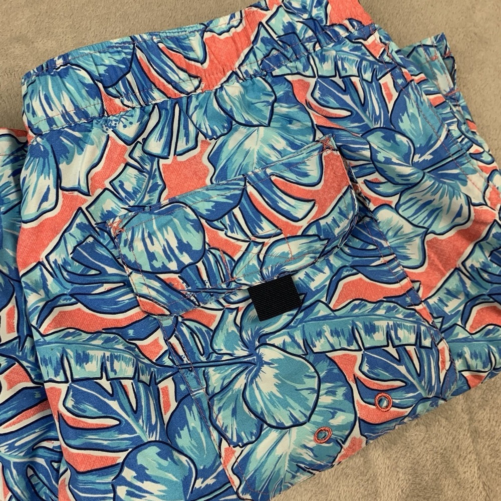 Vineyard Vines Swim Trunks Mens Large Blue Floral Lined Pockets Drawstring